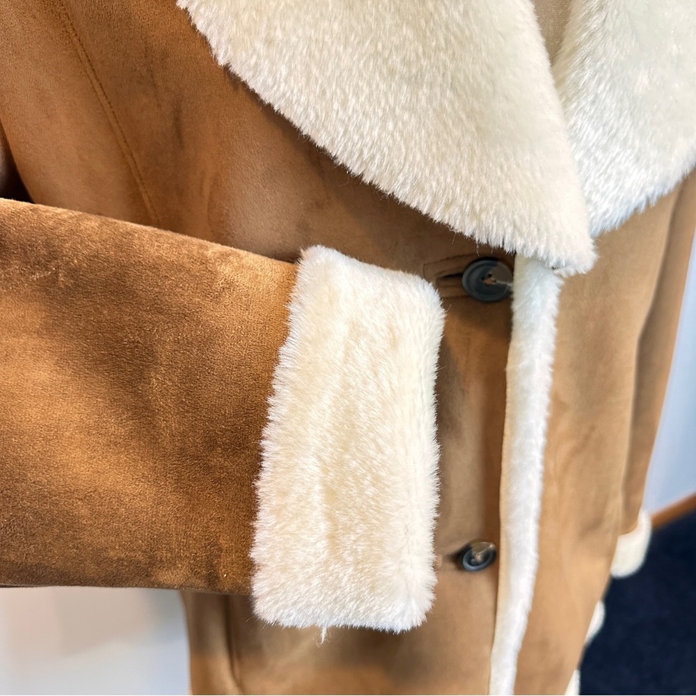 Relativity Rich Brown Faux Suede Sherpa Style Button Front Jacket XL - Picture 4 of 12